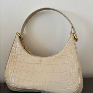 JW PEI Beige Croc-Embossed Shoulder Bag